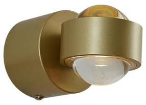 Dizajnové nástenné svietidlo mosadzné vrátane LED IP44 - Lens