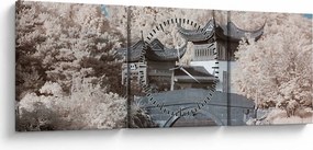 Obraz - Rozkvitnuté stromy v Ázii (s hodinami) (90x30 cm)