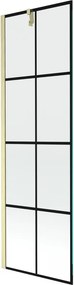Mexen Next, 1-krídlová vaňová zástena 60 x 150 cm, 6mm číre sklo - čierny vzor, zlatá matná, 895-060-000-00-77-55