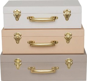 Detské retro kufríky prírodná/hnedá 3ks