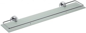 Sapho Sapho, X-ROUND E polička sklenená s výklopnou hrazdou 600x130mm, mliečne sklo, chróm, XR600