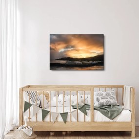 Obraz - pláž so zatiahnutou oblohou (90x60 cm)