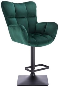 LuxuryForm DESIGN Barové kreslo AURORA VELUR na čiernej hranatej podstave - zelené