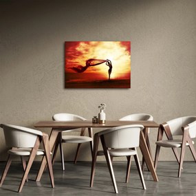 Obraz - Silueta ženy v západu slnka (70x50 cm)