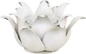 Krémový antik svietnik v tvare kvetu na čajovú sviečku Crown - Ø 16*9cm