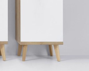 Vysoká vitrína Primo, dub riviera/biela