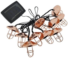 LED Solárny reťazec 10xLED/1,2V 300 mAh 3,8 m IP44 medený