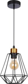 Luster na lanku PRIMO 1xE27/60W/230V čierna/zlatá