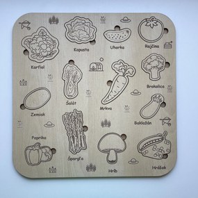Drevené detské puzzle - Zelenina - Sivá