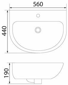 Mereo Mereo, závesné keramické umývadlo 56x44x19 cm, biela lesklá, MER-VSD56U