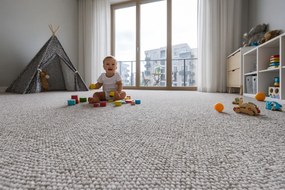 Betap, Metrážny koberec Debut 71, na mieru, šíře 4m, šedá, filc, detská izba