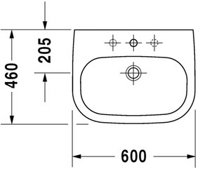 Duravit D-Code - Umývadlo 600x460 mm, s prepadom, biela 23106000002