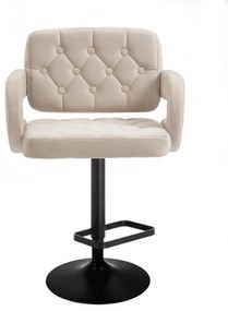 LuxuryForm DESIGN Barová stolička ADRIA VELUR na čiernom tanieri - krémová