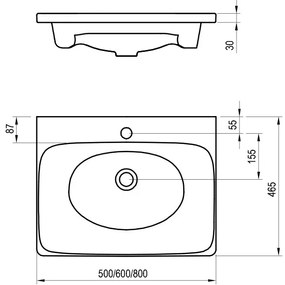 Ravak XJX01250000 - Zapustené umývadlo BALANCE 50x46,5 cm keramika/biela