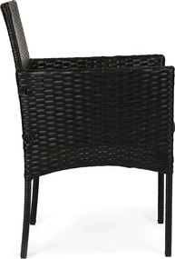 Technorattanový záhradný nábytok set 2 stoličky stôl čierny MultiGarden