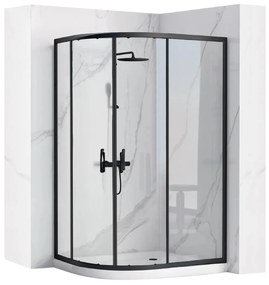 Rea Look sprchovací kút 90x90 cm polkruhová čierna polomatné/priehľadné sklo REA-K7903