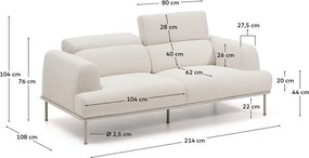 Béžová ženilková polohovacia pohovka 214 cm Aurum – Kave Home