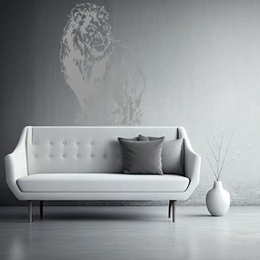 Veselá Stena Samolepka Pózujúci lev Farba: šedá, Veľkosť: 60 x 87 cm