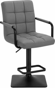 LuxuryForm DESIGN Barová stolička VERONA BLACK na čiernej hranatej podstave - sivá