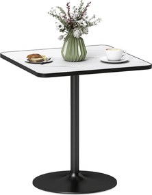 HOMCOM Jedálenský stôl pre 4 osoby, moderný štýl, kuchynský stôl s mramorovým efektom v bielej farbe a okrúhlou základňou, 70 x 70 cm, biela | Aosom