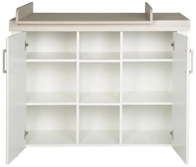 Biela nízka detská komoda v dekore brestu s prebaľovacím pultom 120x98 cm Felicia – Roba