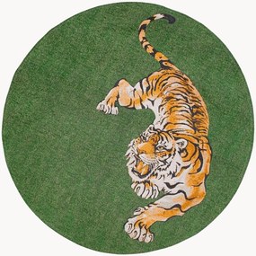 Umývateľný okrúhly žakárový koberec do interiéru/exteriéru Tiger