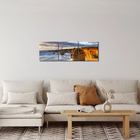 Obraz morských útesov (s hodinami) (90x30 cm)