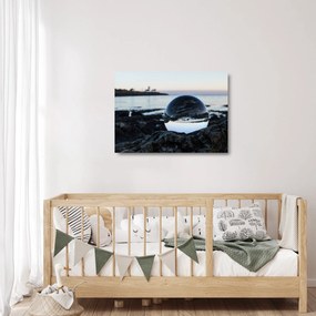 Sklenený obraz sklenené gule na skale (70x50 cm)