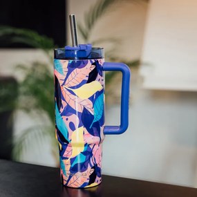 Nerezový termohrnček so slamkou Vibe Midnight Forest 880 ml