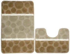 Sada kúpeľňových koberčekov SIENA béžová, pruhy / bodky