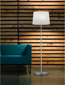 Stojacia lampa v striebornej farbe s textilným tienidlom (výška 180 cm) Lyon – Trio