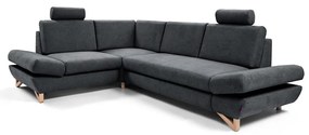 Rozkladacia rohová čalúnená sedacia súprava s úložným priestorom do L AVESTA ľavá antracit