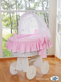 My Sweet Baby Prútený košík s kapucňou- Glamour ružovo-biela