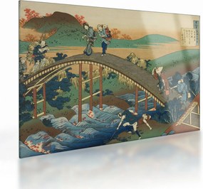 Sklenený obraz - Katsushika Hokusai, Ariwara no Narihirafrom the series One Hundred, Poems Explained by the Nurse (Hyakunin isshu uba ga etoki), repro (70x50 cm)