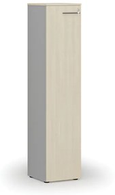 Úzka kancelárska skriňa PRIMO GRAY, 1781 x 400 x 420 mm, sivá/breza