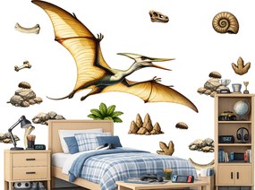 Pterodactyl textilní prelepiteľná nálepka na stenu hárok 46 x 31 cm