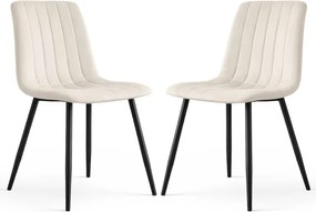 Sada dvoch jedálenských stoličiek LIVO zamatové, béžové / čierne nohy (2 ks)