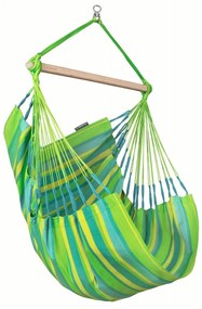 La Siesta DOMINGO BASIC CARIBIC - závesné hojdacie kreslo z vodeodolného materiálu, látka: 100% polypropylén / tyč: bambus / otočný čap: nerezová oceľ