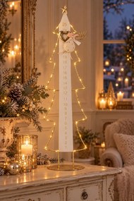 Kovový LED adventný kalendár Vianočný strom biela/zlatá – 23*12*78,5 cm