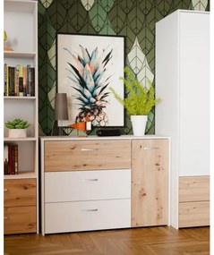 Komoda s zásuvkami URO dub artisan/ biela