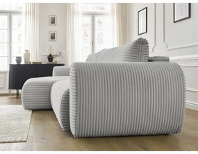 Svetlosivá menčestrová rozkladacia rohová pohovka (ľavý roh) Lucien – Bobochic Paris