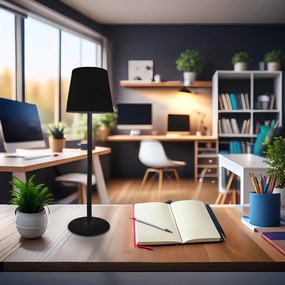 Stolná lampa Toscana, 1x čierne PVC tienidlo, b