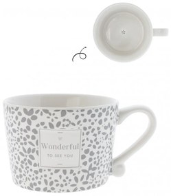 Cup White sm/Wonderful to see you Grey 8.5X7