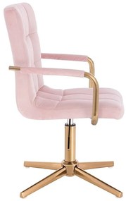 LuxuryForm DESIGN Stolička VERONA GOLD VELUR na zlatom kríži - ružová