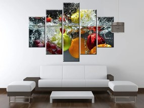 Gario Obraz s hodinami Sladké ovocie - 5 dielny Rozmery: 150 x 70 cm