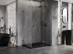 Mexen Lunar T výklopný pravý sprchový kút 140 x 120 cm, číre sklo, brúsený grafit, 834T-140-120-66-00-P