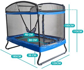 Trampolína pre deti s hojdačkou a bezpečnostnou sieťou