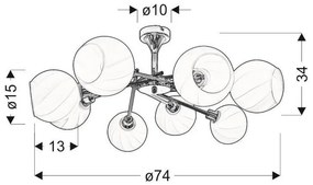 Candellux Chrómové stropné svietidlo Raul pre žiarovku 8x E14 38-72290