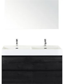 Kúpeľňový nábytkový set Sanox Maxx XL farba čela black oak ŠxVxH 121 x 170 x 45,5 cm s keramickým umývadlom a zrkadlom