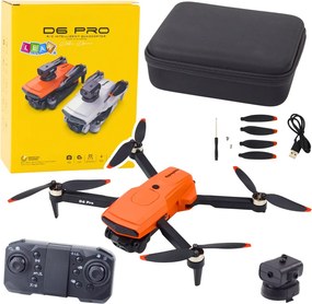 LEAN Toys Dron D6 PRO, duálna HD kamera, LED svetlá, oranžový